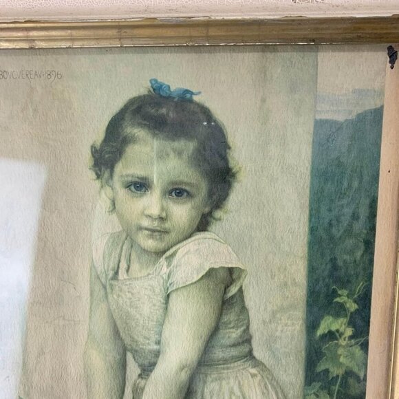 William Bouguereau Girl with Cherries Vintage/Antique Framed Print - Picture 5 of 9